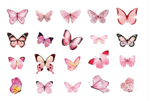 Set 40 Stickers Mariposas Rosadas Autoadhesivo Scrapbook
