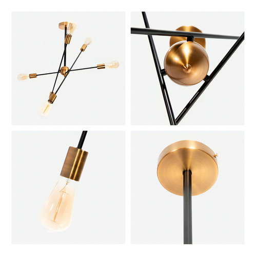 Lámpara De Techo Bronce 6 Luces E27 60w