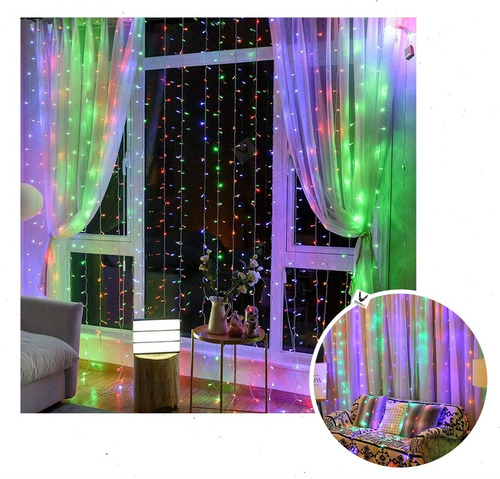 Luz Cascada 4x2m 320 Led Luces Navidad Multicolor 4x2