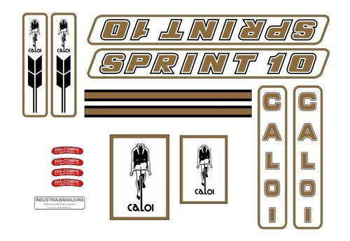 Adesivo Para Bicicleta Caloi 10 Sprint Dourado - Frete Gráti