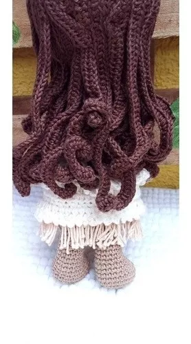 Boneca Moana 35cm Em Crochê/amigurumi.