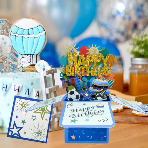 Tarjeta De Feliz Cumpleaños Colorida Con Tarjeta De Notas,