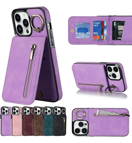 Funda Para iPhone 13 Pro Max Con Tarjetero Y Soporte Para Ta