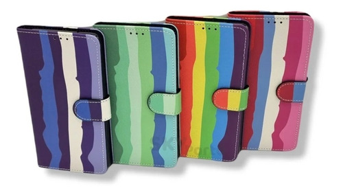 Funda Ejecutiva Arco Iris Para Samsung Motorola + Vidrio 9h