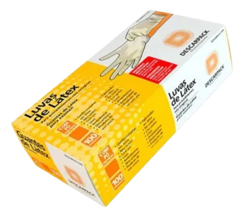 5 Caixas Luva Descarpack Látex Branco Lisa C/ Pó 100 Un Cada