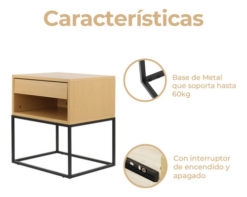 Mesita De Noche Minimalista Con Cajón Acabado Mate Color Mar