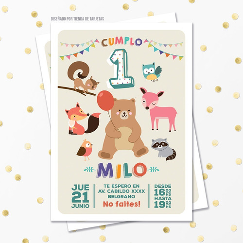 Invitación Digital + Imprimible - Animales Del Bosque