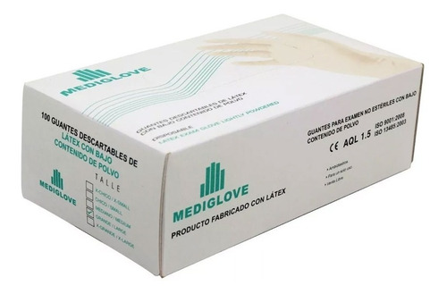 Imagen 2 de 4 de Guantes Látex Descartable Examen Caja X 100un Mediglove