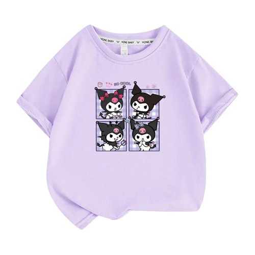 Playera De Manga Corta Sanrios Anime Kuromi Para Niñas, Dibu