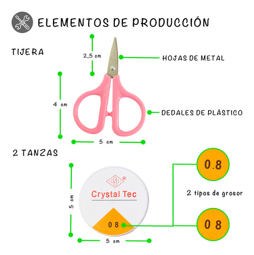 Imagen 4 de 7 de Kit Armado De Pulseras Incluye Tanza Mostacillas Y Tijera.