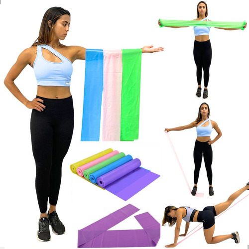 Kit 3 Elastico Treino Band Pilates Fisioterapia - R78 Cor Variadas
