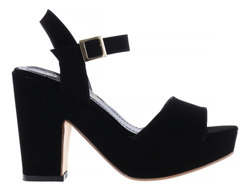 Imagen 2 de 4 de Zapatos De Tacón 10cm Mujer Plataforma Ante Negro