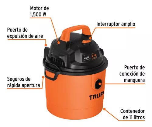 Aspiradora Industrial Para Mojado Y Seco De 3 Galones Motor De Fuerza 3  Caballos