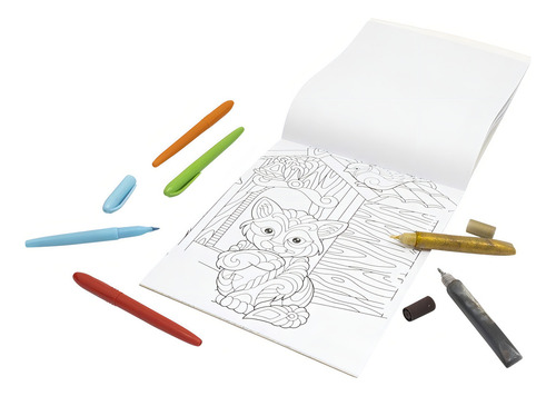 Book My Brilliant Art Therapy Superbook Animals from the Farm de Brijbasi Art Press, editorial Happy Books, tapa dura en portugués, 2022.