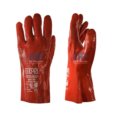 Guantes Pvc Rojo Con Soporte Textil Dp Apto Industrias 30 Cm