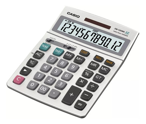 Calculadora Comercial Casio 12 Digitos Dm-1200ms Solar Y Bat