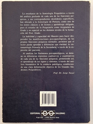 Semiologia Y Psicopatologia - Carlos Pereyra - Ed. Salerno (Usado)