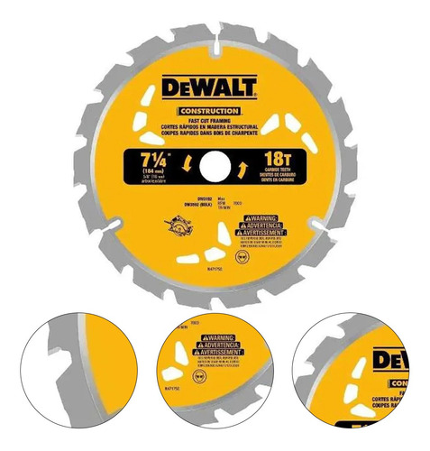 Disco De Serra Widea 7 1/4  18 Dentes Madeira Dewalt Dw3192