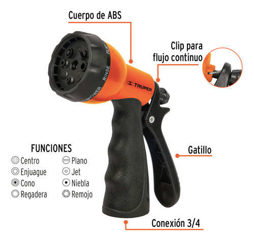 Hidrolavadora 1800psi + Manguera 10m Pistola De Riego Truper