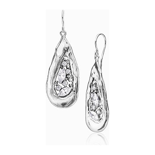 Pendientes Colgantes De Plata De Ley 925 Con Aspecto Floral 