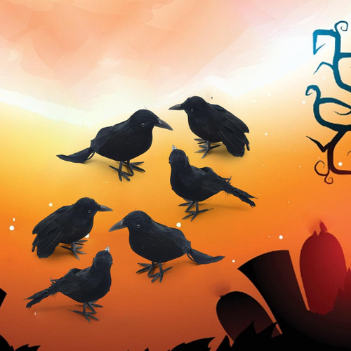 6x Simulación S De Halloween Pájaros Prop Modelo Animal