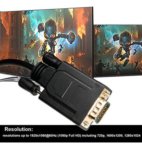 Cable Hdmi A Vga, 6 Pies, Macho A Macho, Compatible Con