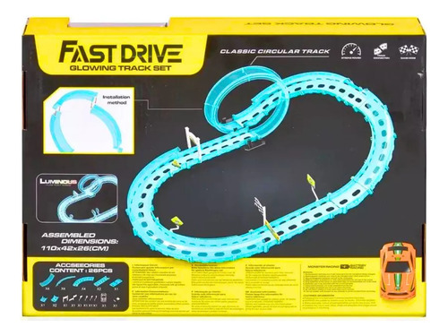 Pista De Autos Rápida Fast Drive Glow Brilla En La Oscuridad