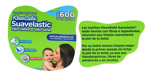 Kleenbebé Suavelastic Max Toallitas Húmedas Manzana 600 Toal