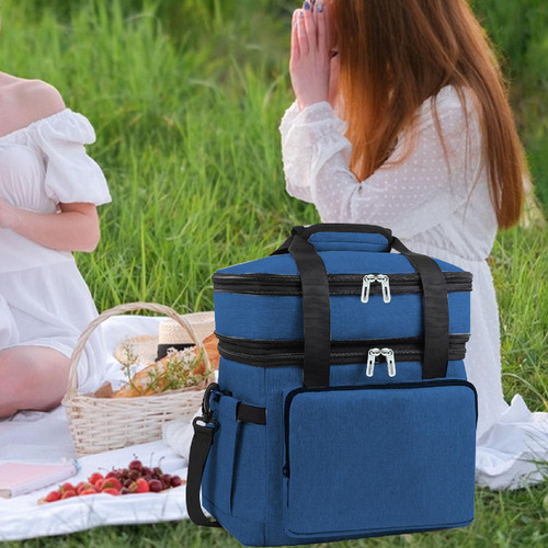 Bolso Más Frío Recipiente Expandible Engrosado Azul Oscuro