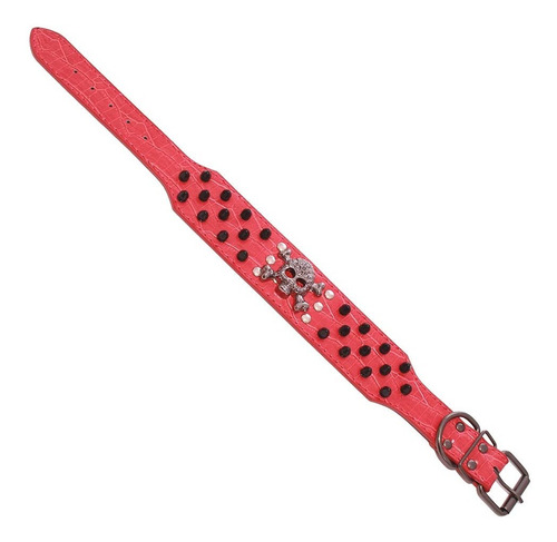 Collar Perro Calavera Puntas Redondas Xl Fucsia Mascan Rosa