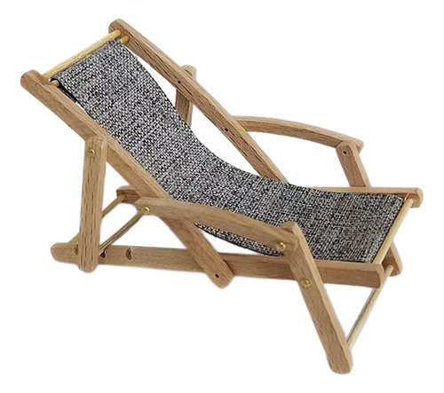 1/12 Mini Silla Al Aire Libre Artesanía Para Paisaje Gris