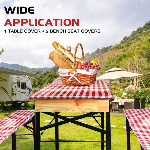 Mantel De Picnic Impermeable Con Fundas Ajustables Para Mesa