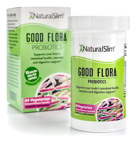 Natural Slim Probiotico Good Flora Salud Intestinal Probiotico 60 Cápsulas Sin Sabor