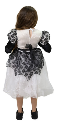 Disfraz Vestido Blanco De Catrina Esqueleto Con Maquillaje Para Niñas