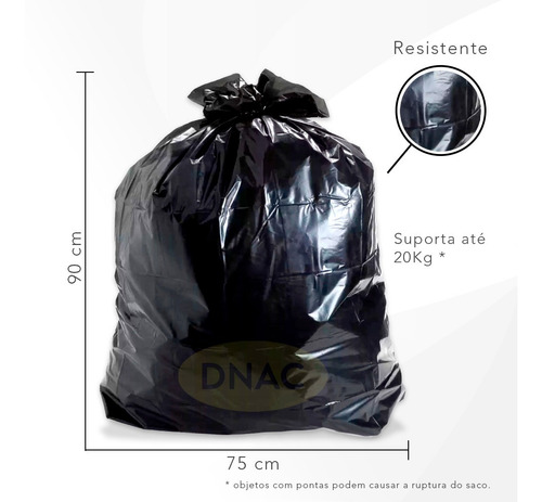 Imagem 3 de 3 de Saco De Lixo 100l Grosso Preto Reforçado Resistente - 100 Un