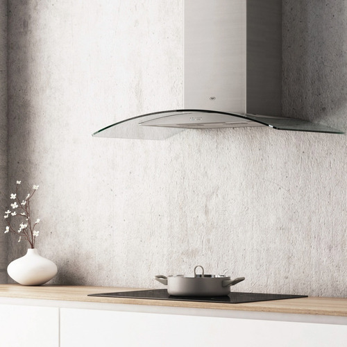 Imagen 5 de 6 de Extractor purificador de cocina TST Lacar ac. inox. y vidrio de pared 600mm x 750mm plateado 220V