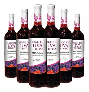 6x Jugo De Uva Tinto Fantelli Simil Vino Dulce - Sin Alcohol