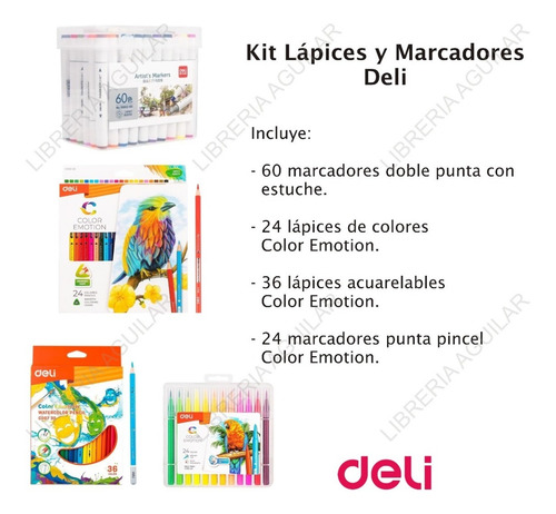 Kit 144 Art Deli Marcadores Doble Punta Pincel Lapices Color