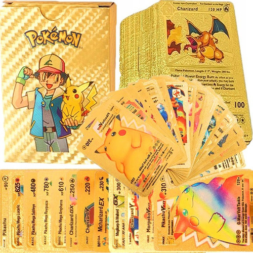 Set De 55 Cartas Pokemon Legendarias Doradas