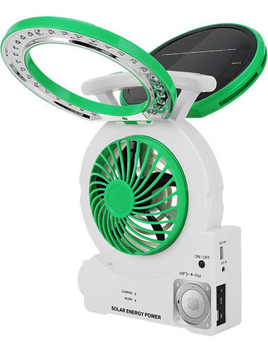 Ventilador Solar Multifunción Con Función De Carga Para Camp
