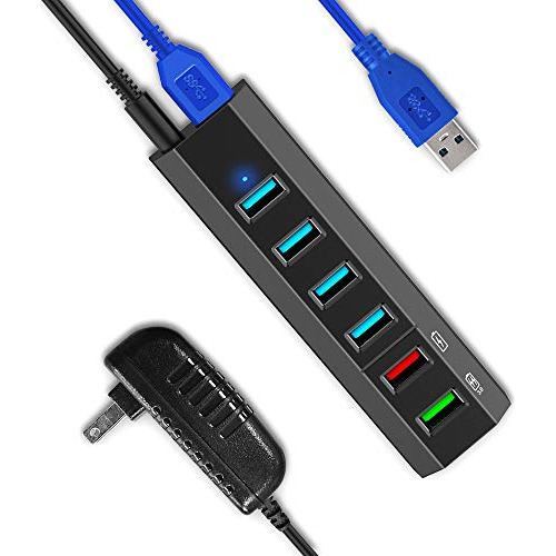 Hub Usb, Aiibe 6 Puertos Super Alta Velocidad Usb 3.0 Hub