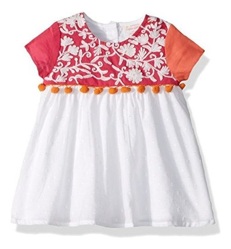 Masala Baby Girls Baby Posy Dress Blanco, 6-