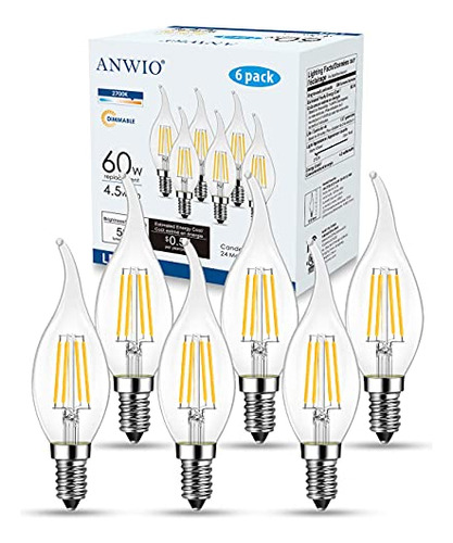 Bombilla Led De Filamento Anwio E12, 4.5w (60w),