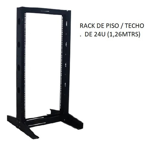 Rack Abierto De Piso / Techo De 24u (1.26mtr) Negro Metalnet