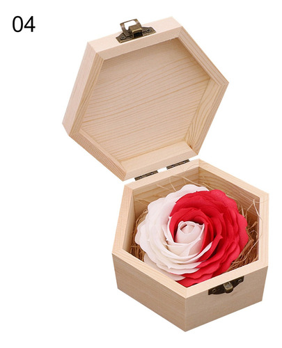 Caja De Madera Hexagonal De Jabón Flor San Valentín Regalo A