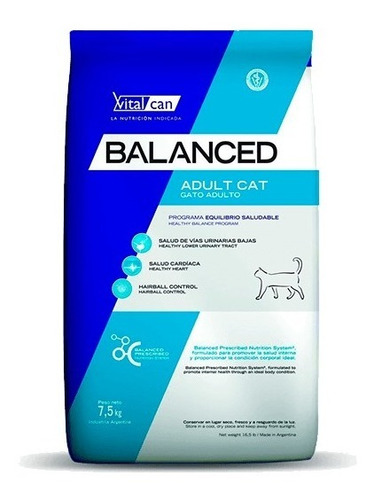 Alimento Gatos Vitalcan Balanced Adult Cat 7.5 Kg