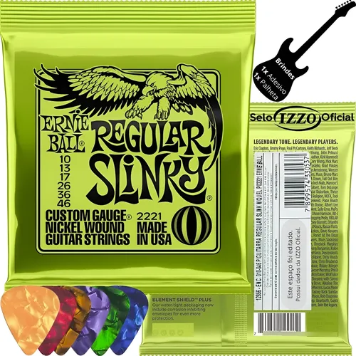 Cordas Ernie Ball 010-046 Regular Slinky Guitarra Selo Izzo