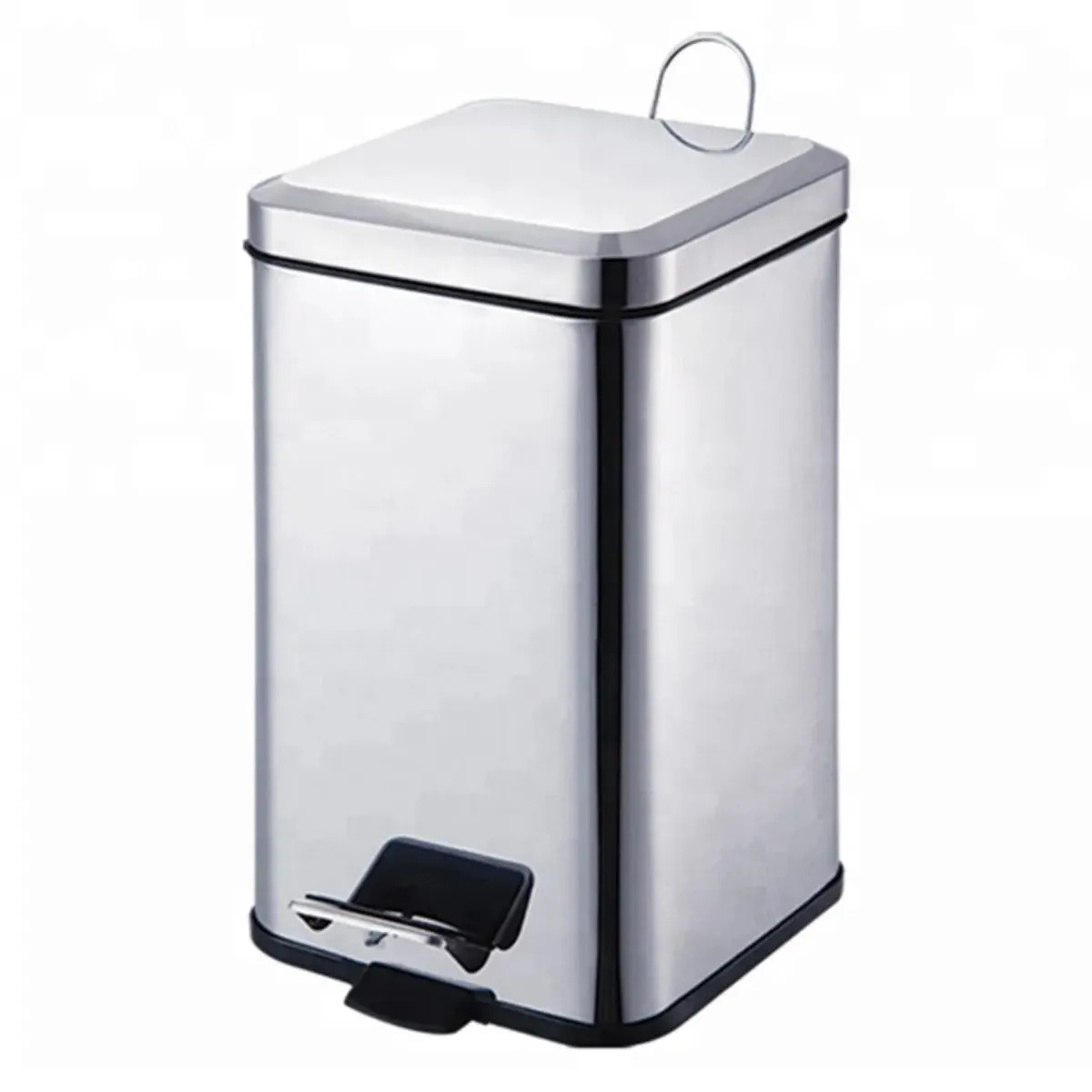 Tacho De Basura Cesto Residuos A Pedal Acero Inoxidable Cuadrado 12 Lts Cocina Hogar Plateado