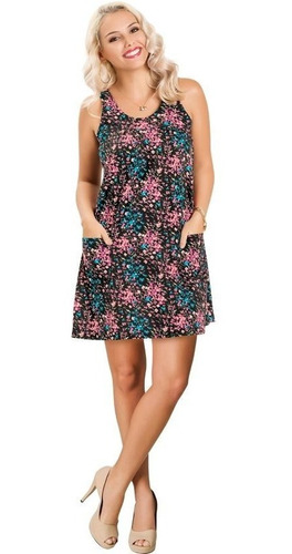 Imagem 6 de 9 de Vestido Feminino Curto Soltinho Com Bolsos Em Malha Algodão