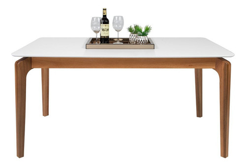 Mesa De Jantar 6 Lugares Rertangular Tampo Em Madeira Wt